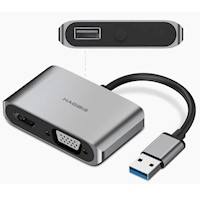 Adaptador USB 3.0 a HDMI + VGA + USB 2.0 Multipantalla HD Win Mac